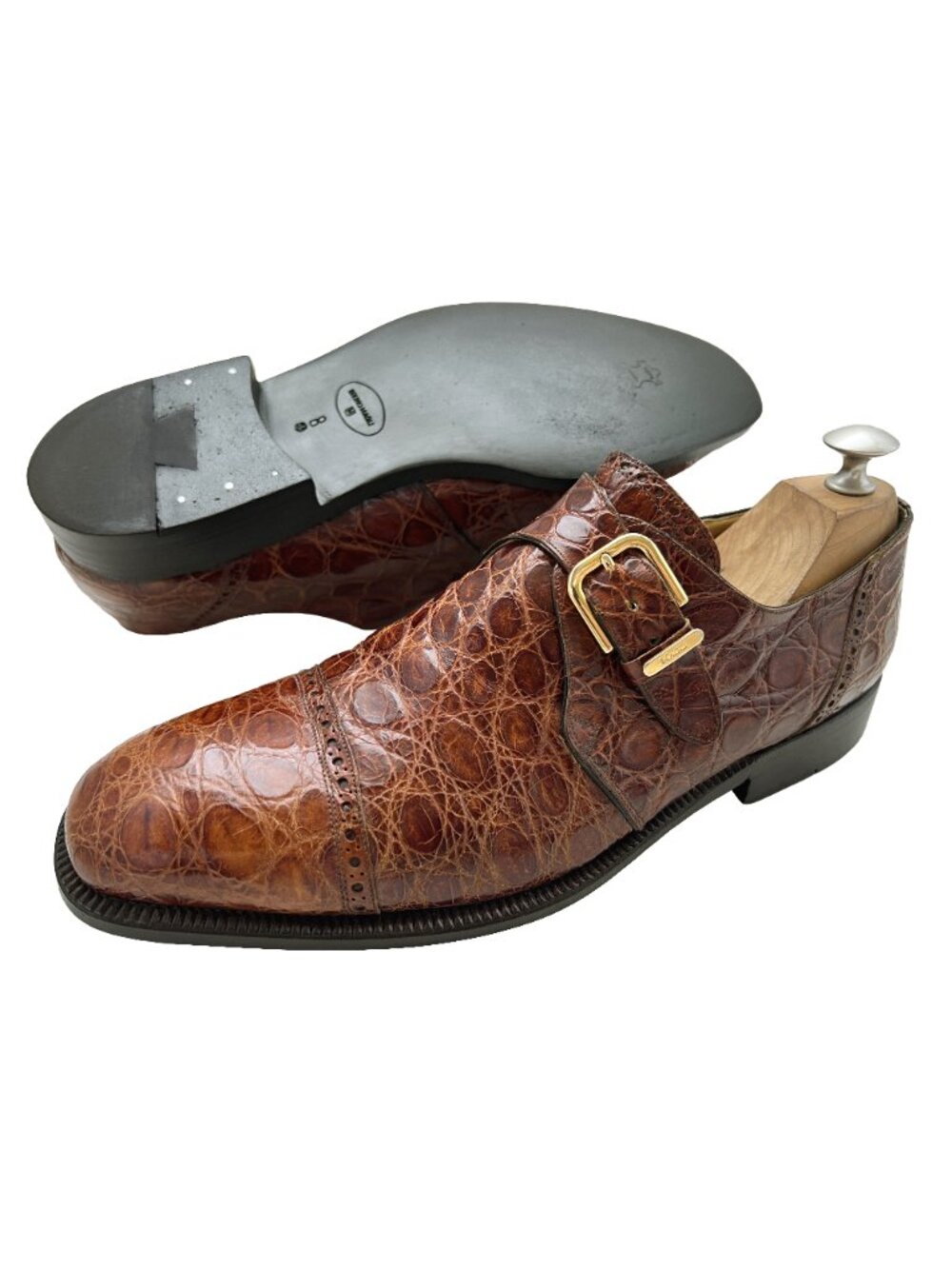 $1450 Bruno Magli Mens Genuine CROCODILE ALLIGATOR Shoes 8 US + Ferragamo Bags - Picture 3 of 11